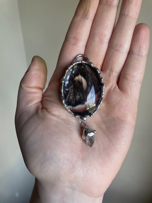 Moth Wing Encapsulation Pendant: Memorial Jewelry