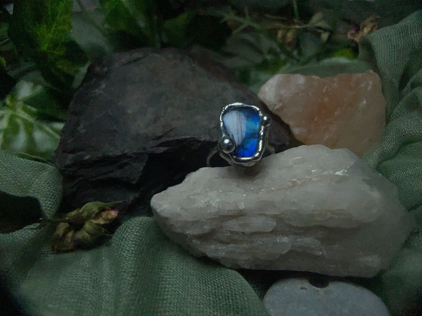 Size 7.5 Labradorite Coffin Ring