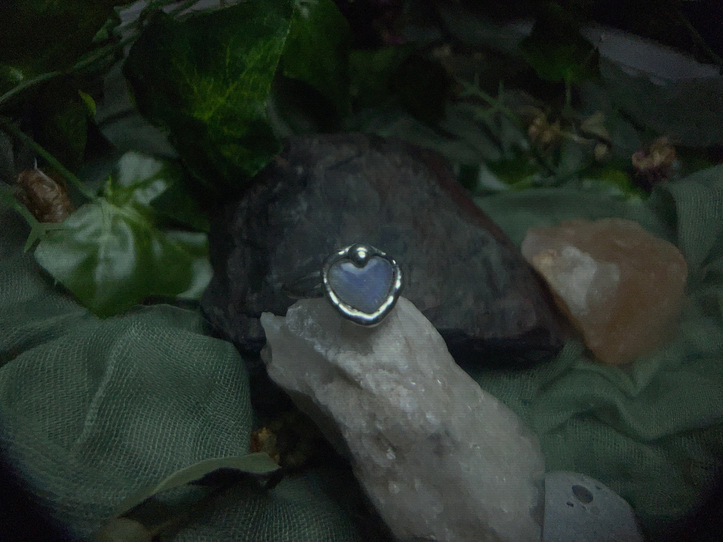 Size 7 Moonstone Heart Ring