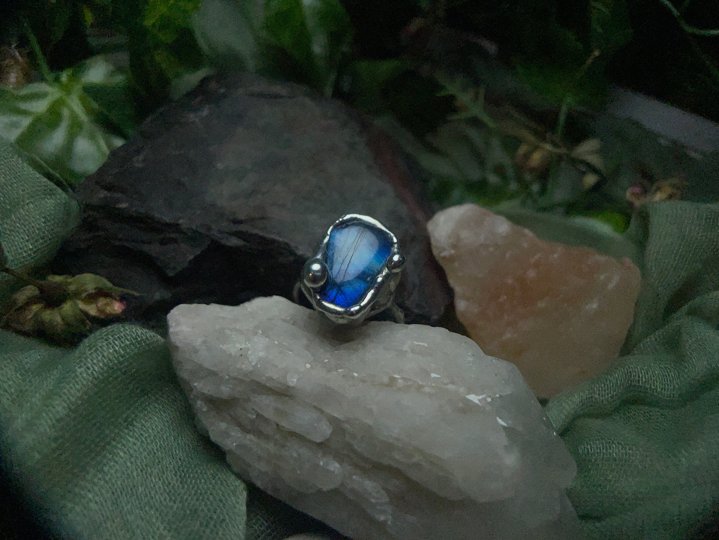 Size 7.5 Labradorite Coffin Ring