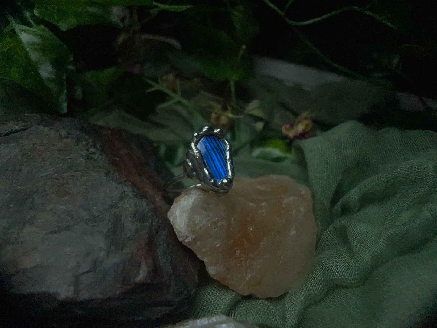Size 7.5 Labradorite Coffin Ring
