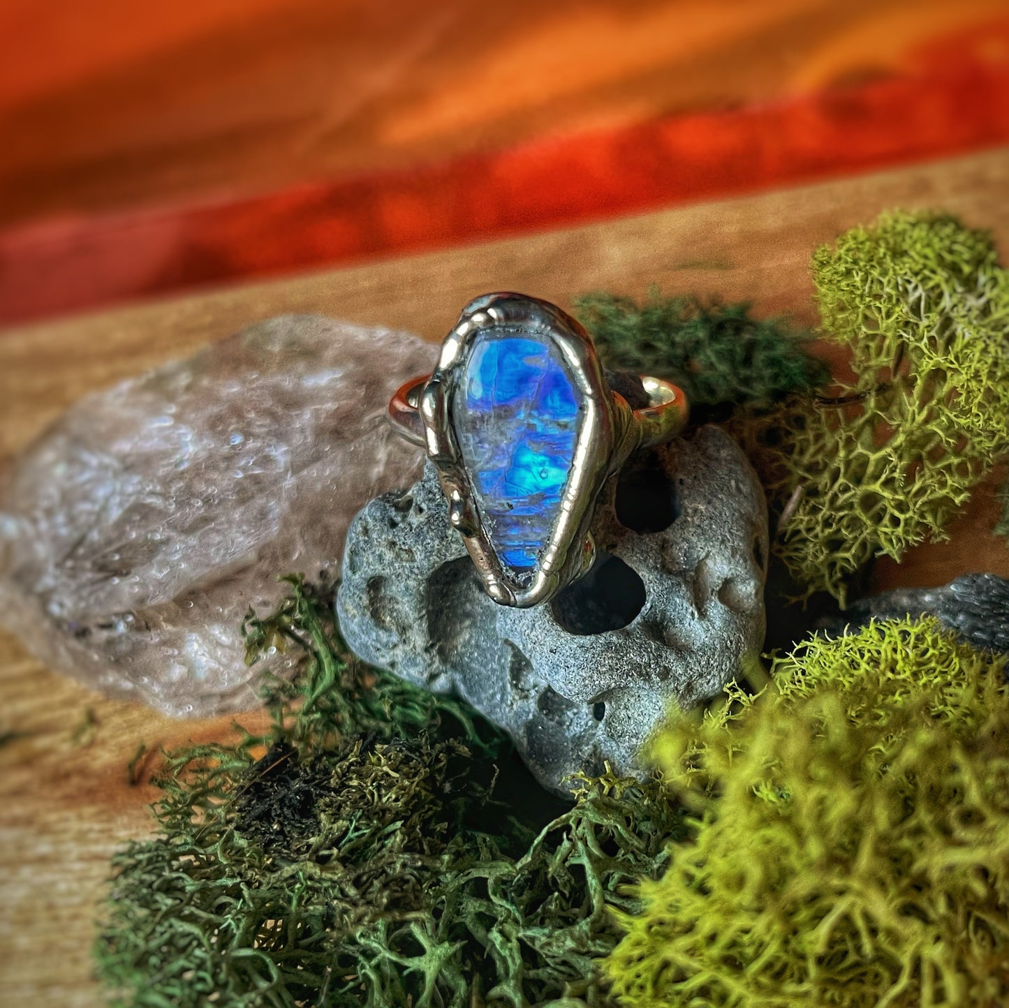 8 Coffin Moonstone Ring