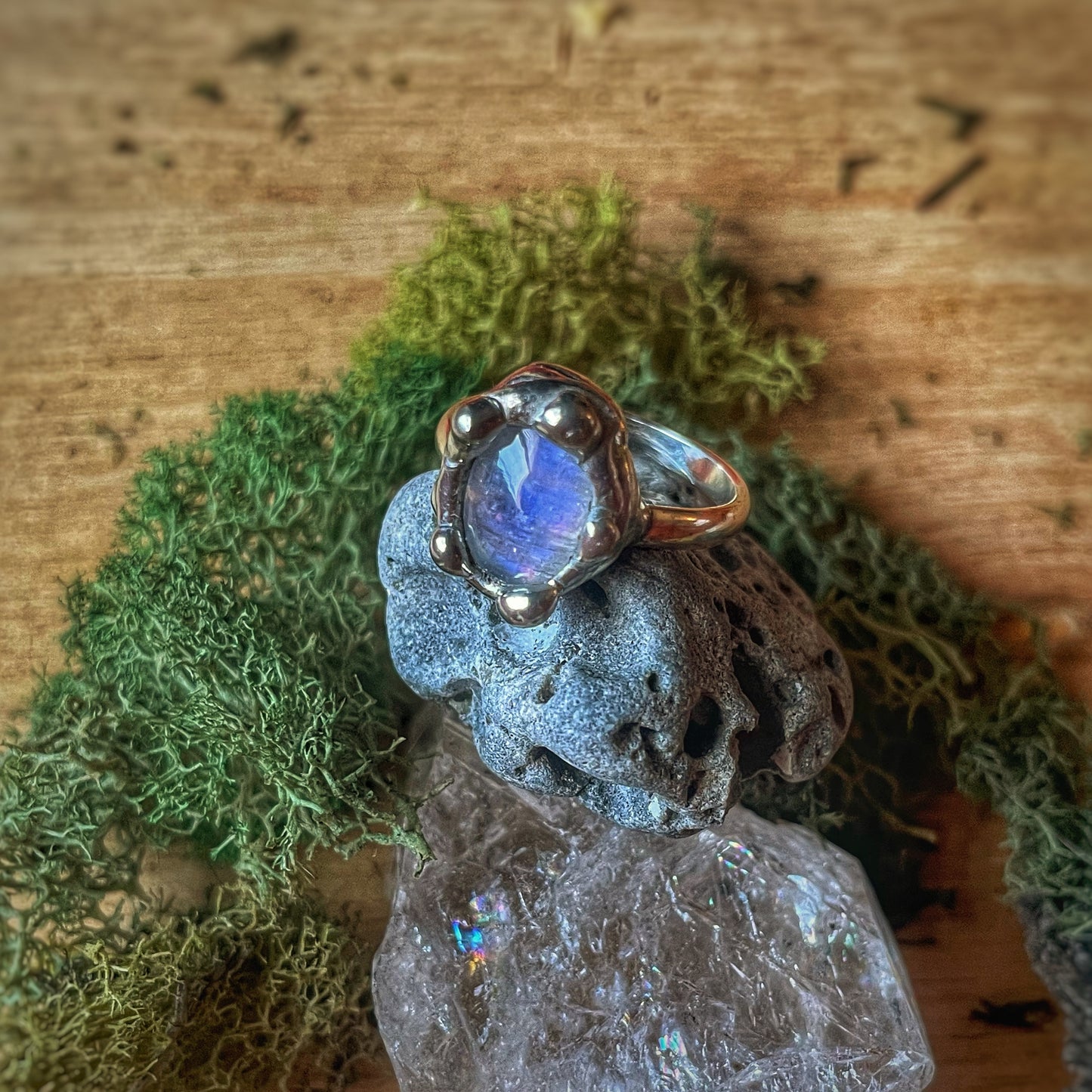 7 Moonstone Silver Ring