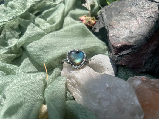 Size 11.5 Labradorite Heart Ring