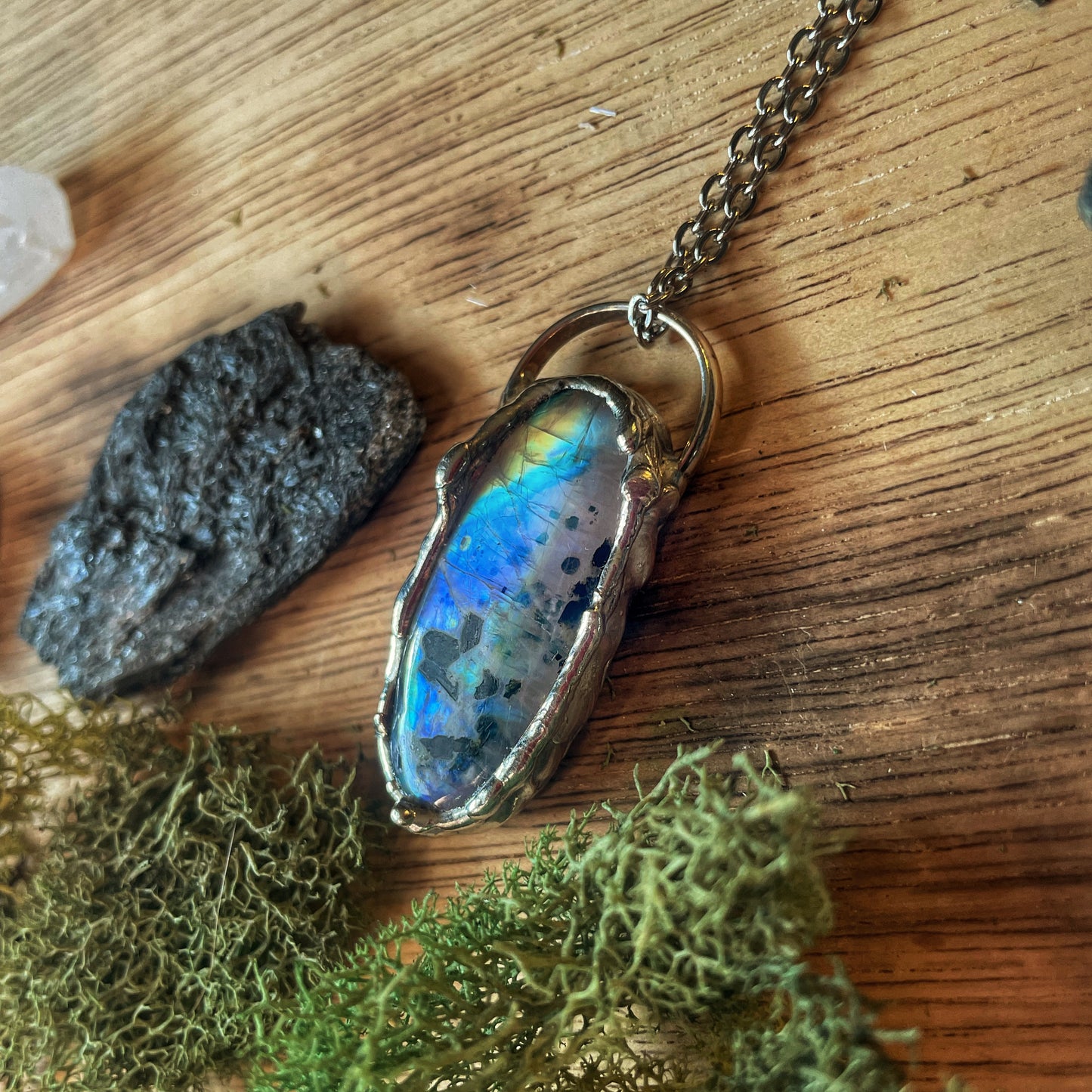 Moonstone/Black Tourmaline Necklace