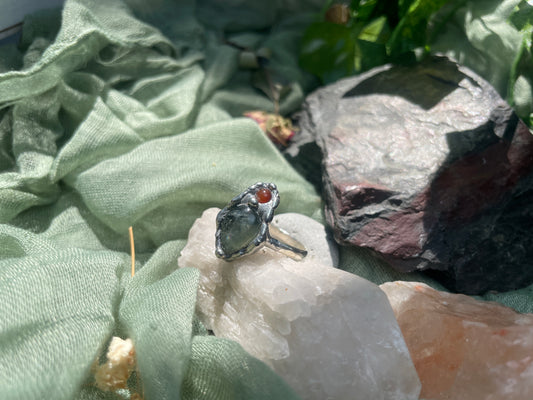 Size 11 Prehnite Carnelian Ring