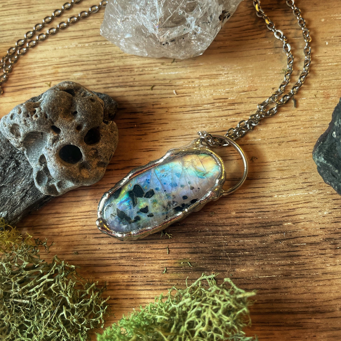 Moonstone/Black Tourmaline Necklace