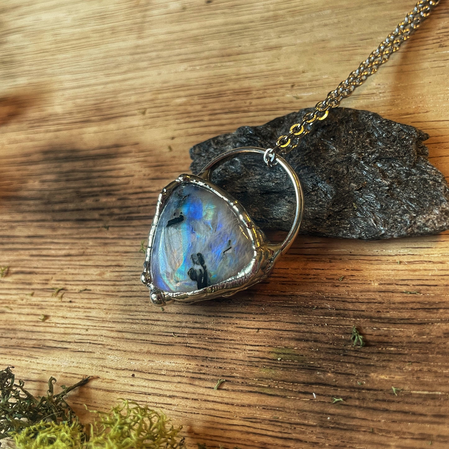 Moonstone/Black Tourmaline Necklace