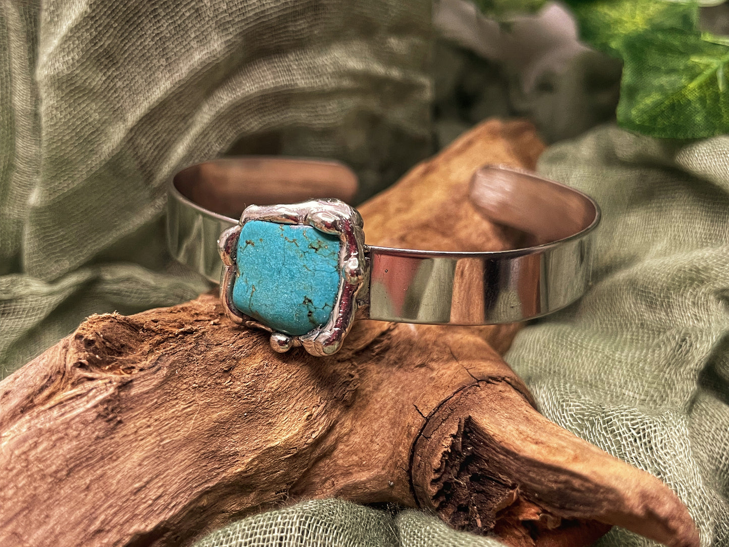Turquoise Bracelet: Adjustable Cuff Style