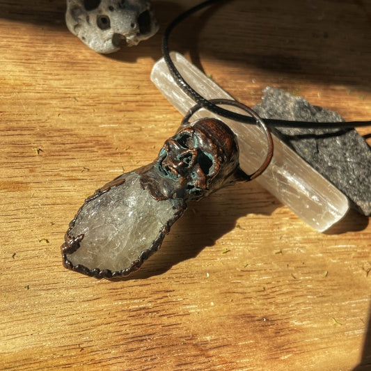 Copper Skull Quartz Necklace