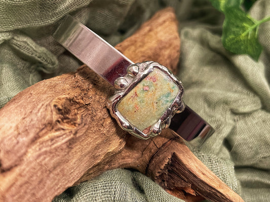 Ruby Fuchsite Bracelet: Adjustable Cuff Style