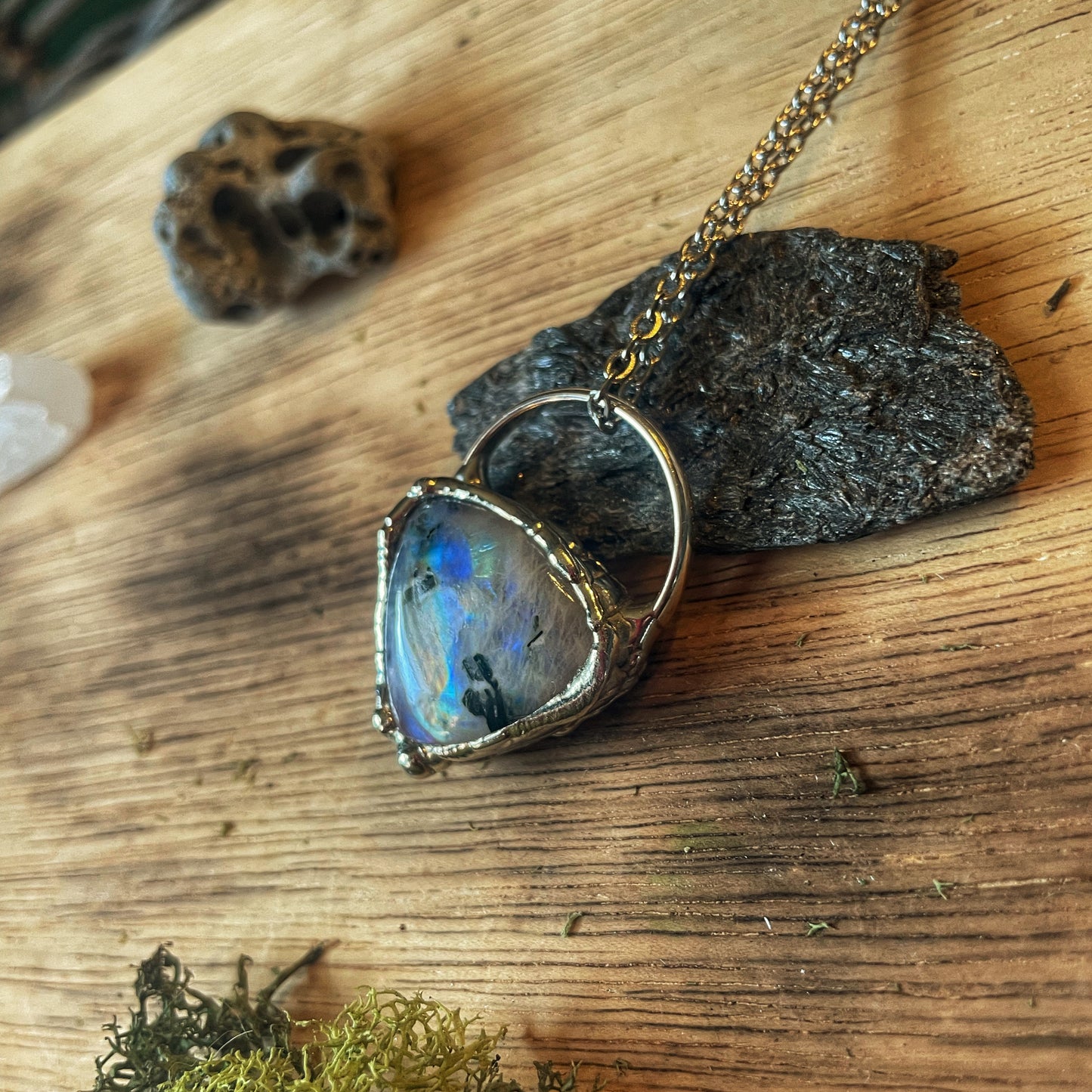 Moonstone/Black Tourmaline Necklace