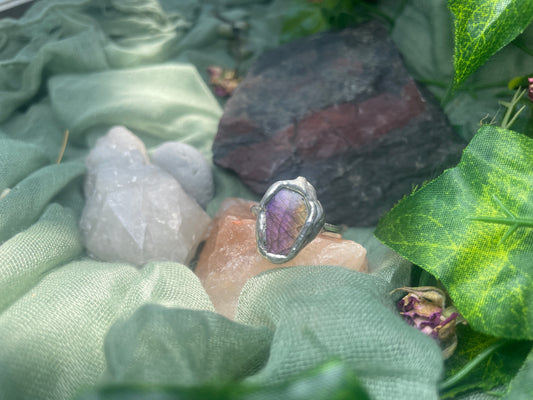 Size 10 Labradorite Coffin Ring