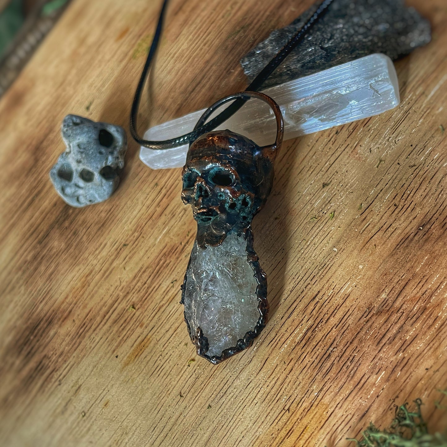 Copper Skull Quartz Necklace