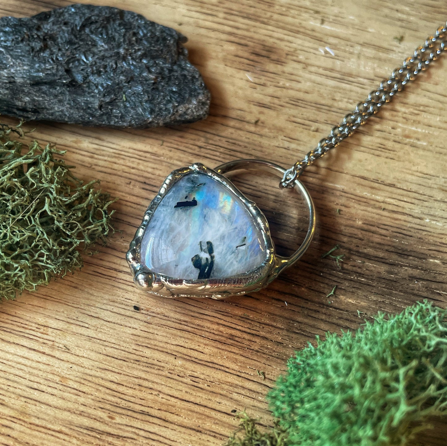 Moonstone/Black Tourmaline Necklace