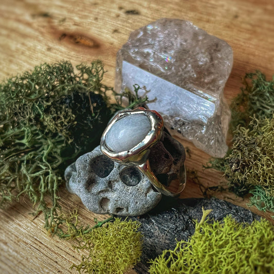 12 Moonstone Silver Ring